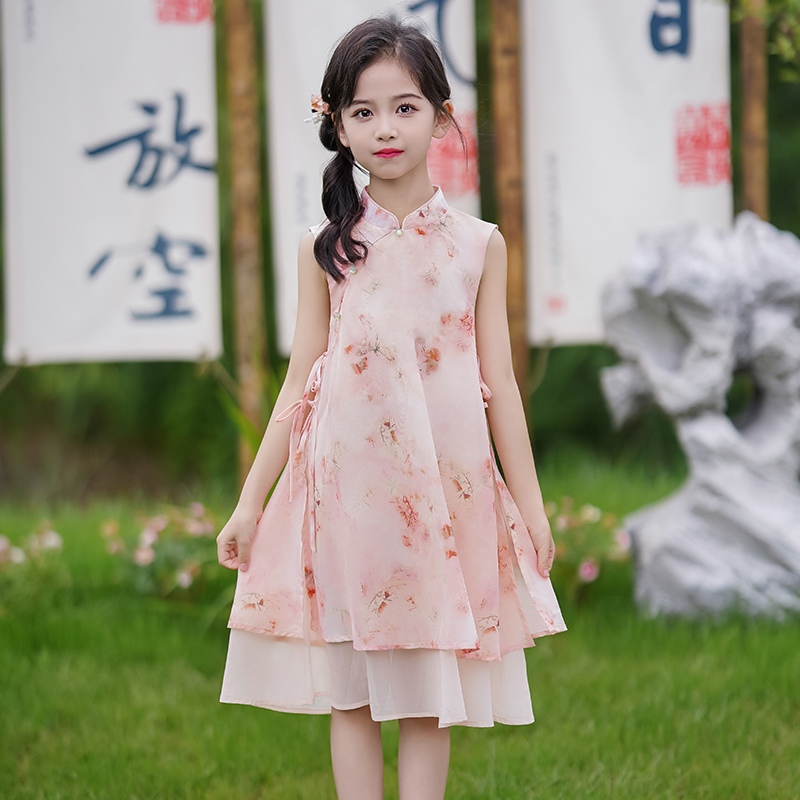 中式连衣裙旗袍女童夏季