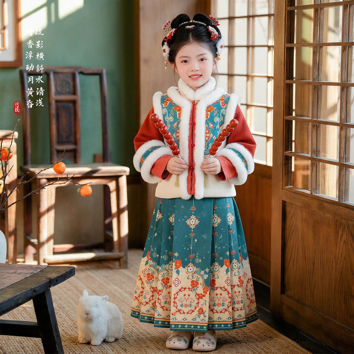 汉服女童冬装2026新款中国风明制套装女孩古装儿童过年唐装拜年服