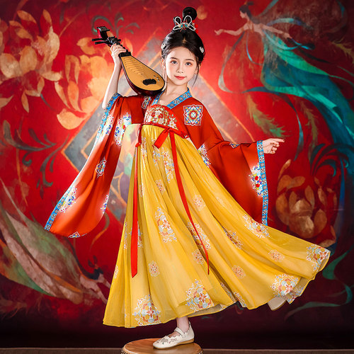 敦煌飞天汉服女童春秋2026新款儿童高端古装襦裙女孩国风公主裙子