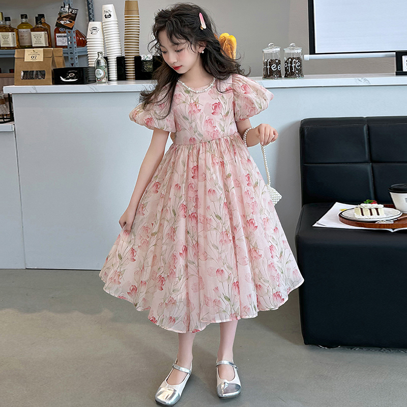 女童连衣裙夏季2025新款女孩洋气大童夏装公主裙儿童碎花裙子夏款