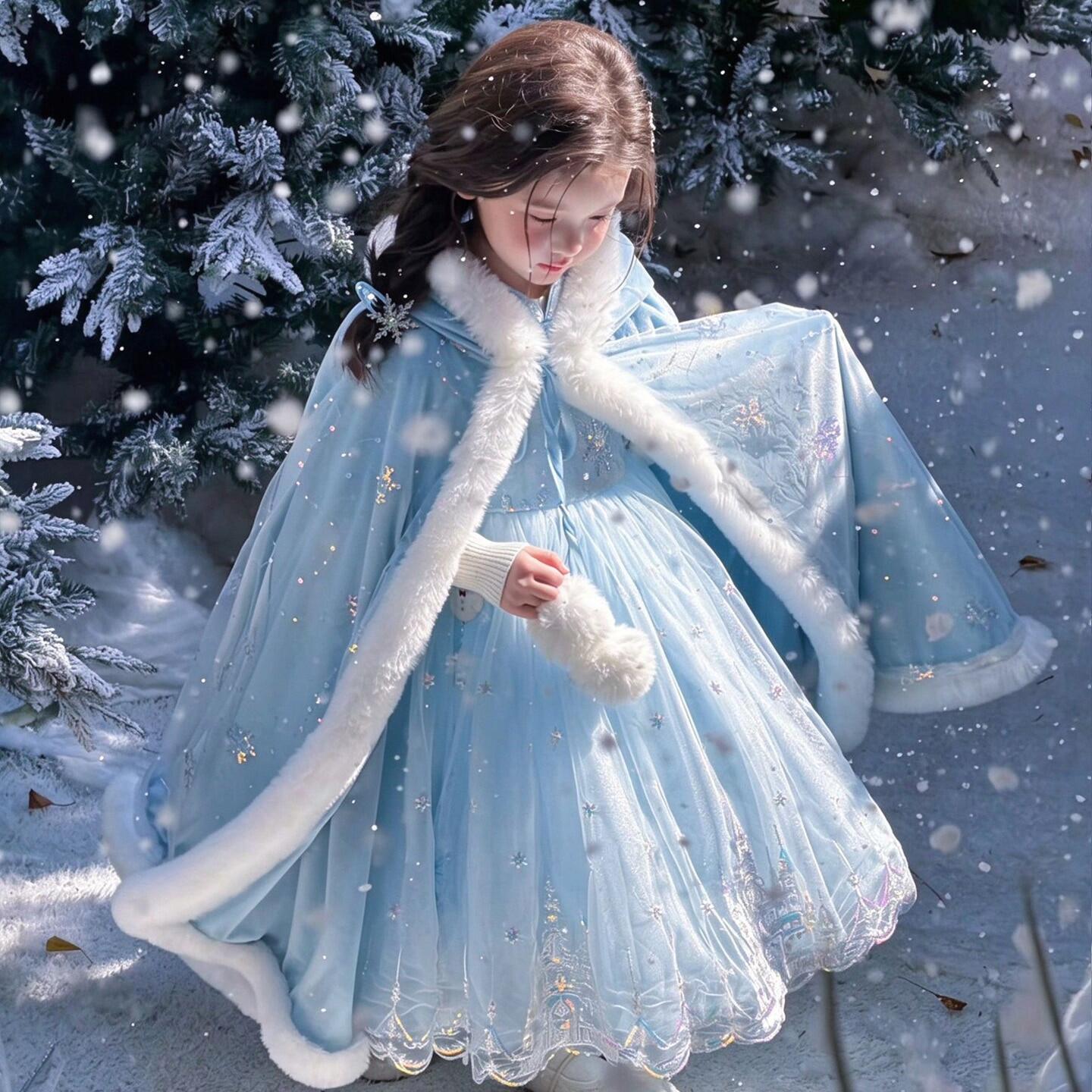 万圣节女童连衣裙秋冬正版艾莎公主裙子冰雪奇缘爱莎儿童生日服装