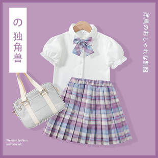 洋气时髦儿童小学生学院风裙子 夏装 连衣裙2024新款 女童jk制服套装