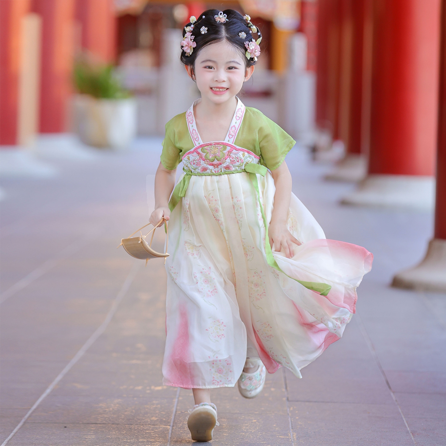汉服女童2025新款连衣裙夏款儿童高端超仙唐装女孩古风飘逸公主裙