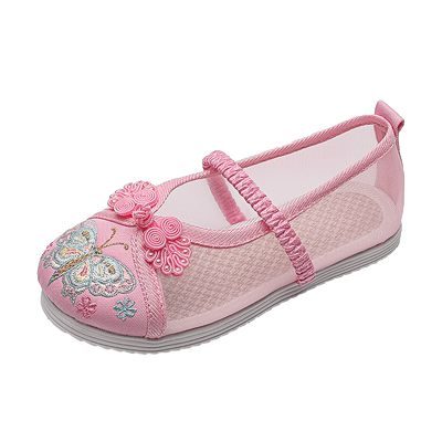 女童春秋新款汉服鞋子手工绣花鞋