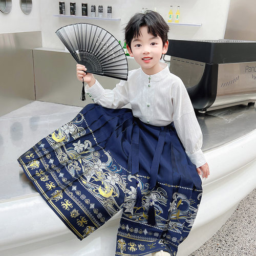 明制套装马面裙男童春夏