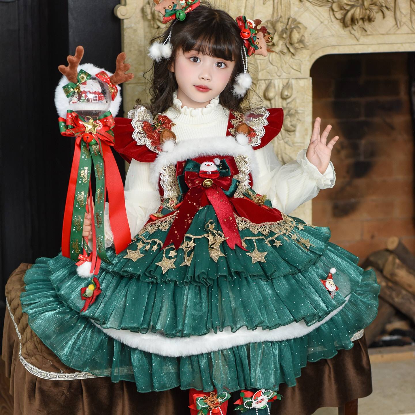 女童新年公主裙宝宝洛丽塔连衣裙冬装2026新款儿童蓬蓬裙子冬季