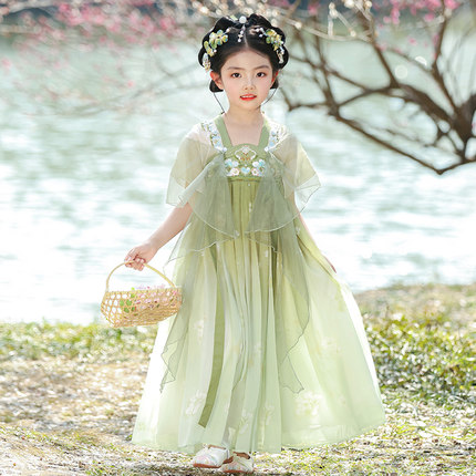 汉服女童古装夏季连衣裙2025超仙儿童新款仙女薄款古风唐装公主裙