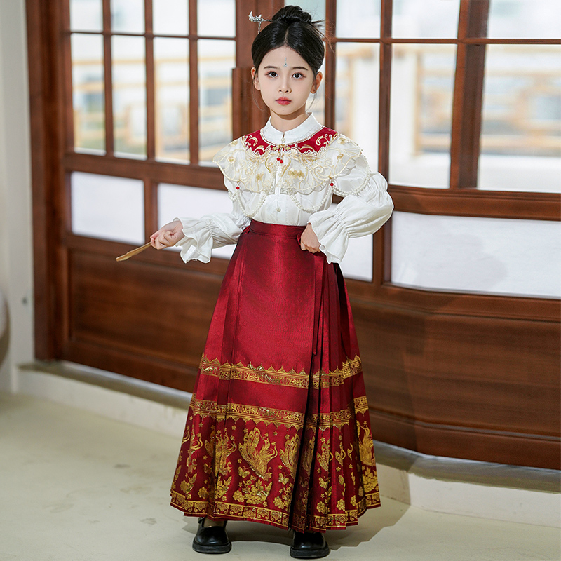 明制套装马面裙女童春夏