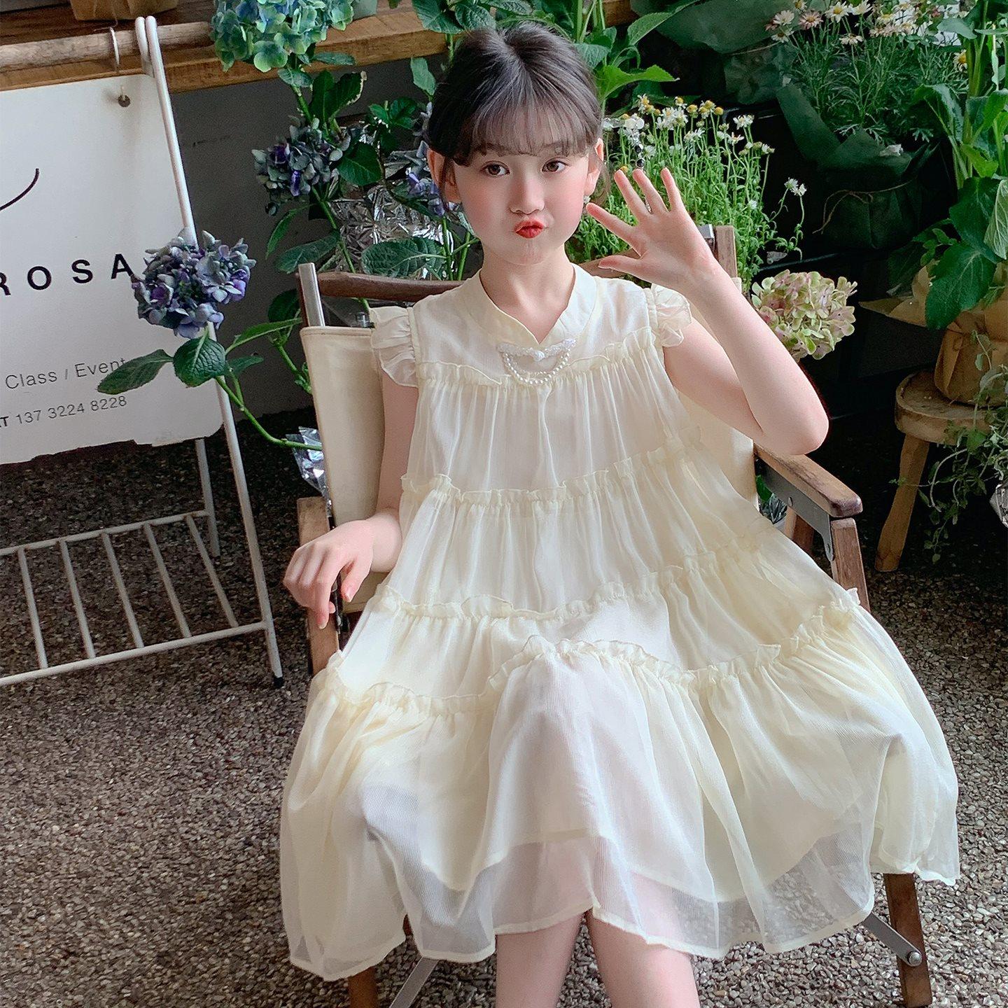 女童连衣裙夏季2026新款洋气雪纺夏装女孩大童国风裙子儿童公主裙