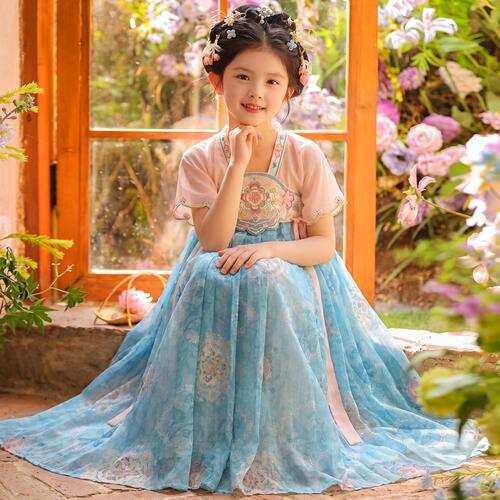 女童汉服夏季齐胸襦裙中国风超仙唐装儿童古风连衣裙小女孩公主裙