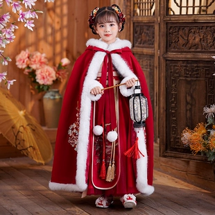 古装 中国风女孩连衣裙冬装 女童汉服冬季 拜年服新年装 加厚儿童唐装