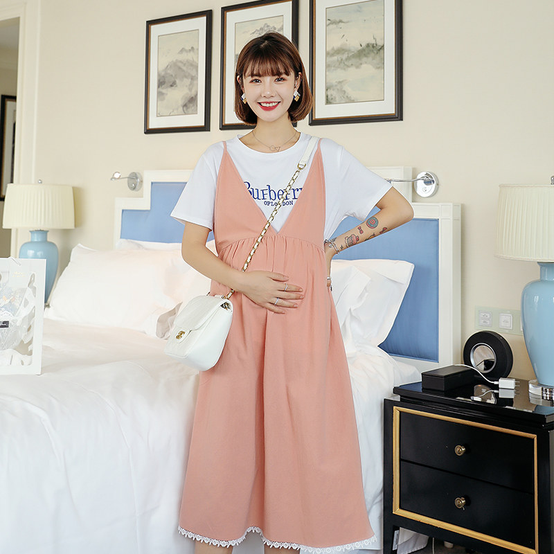 2020夏季新款孕妇装潮妈网红孕妇套装夏季两件套吊带裙