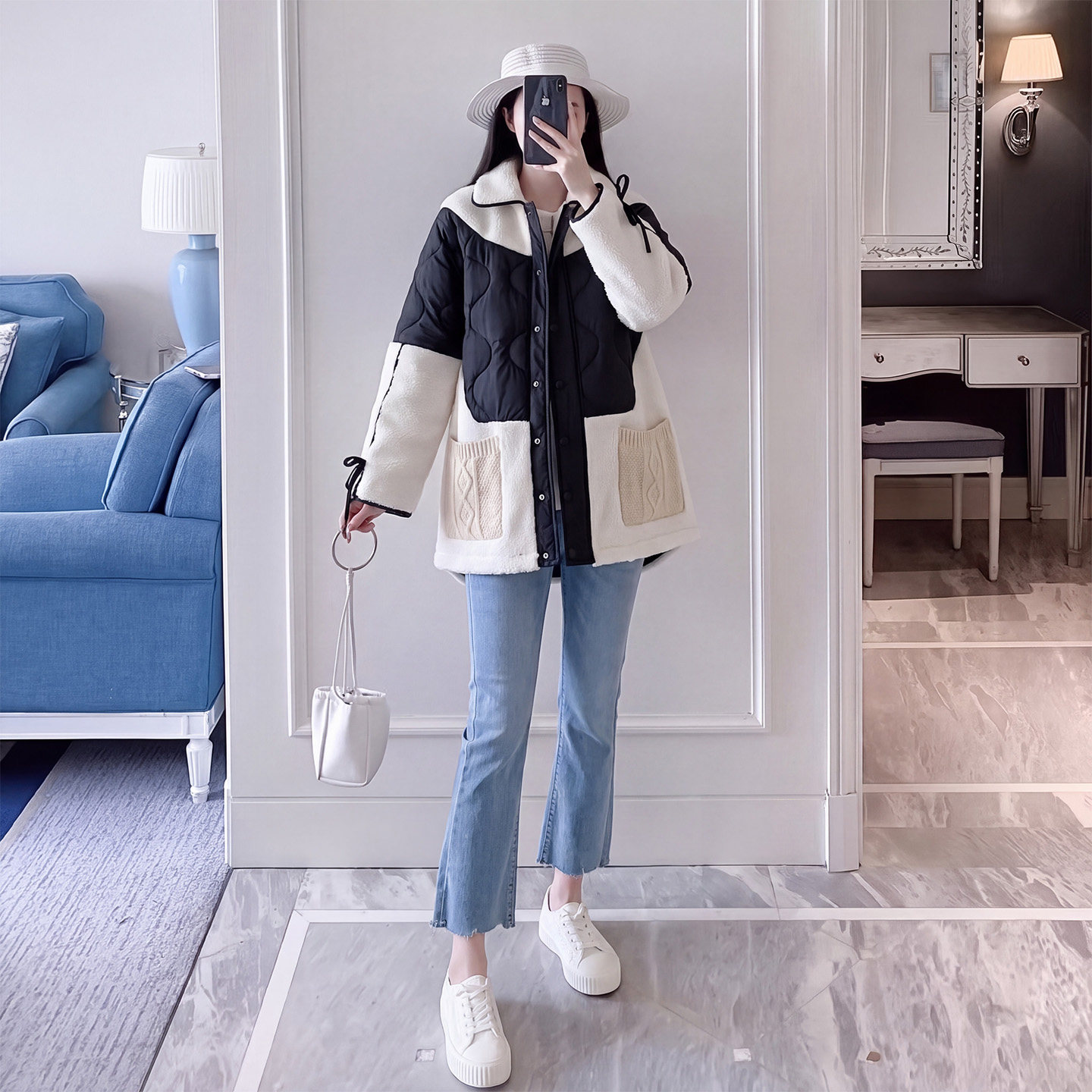 孕妇秋冬宽松颗粒绒棉服