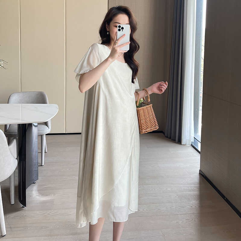 夏款日常孕妇连衣裙夏季裙子短袖时尚套装洋气时髦上衣女