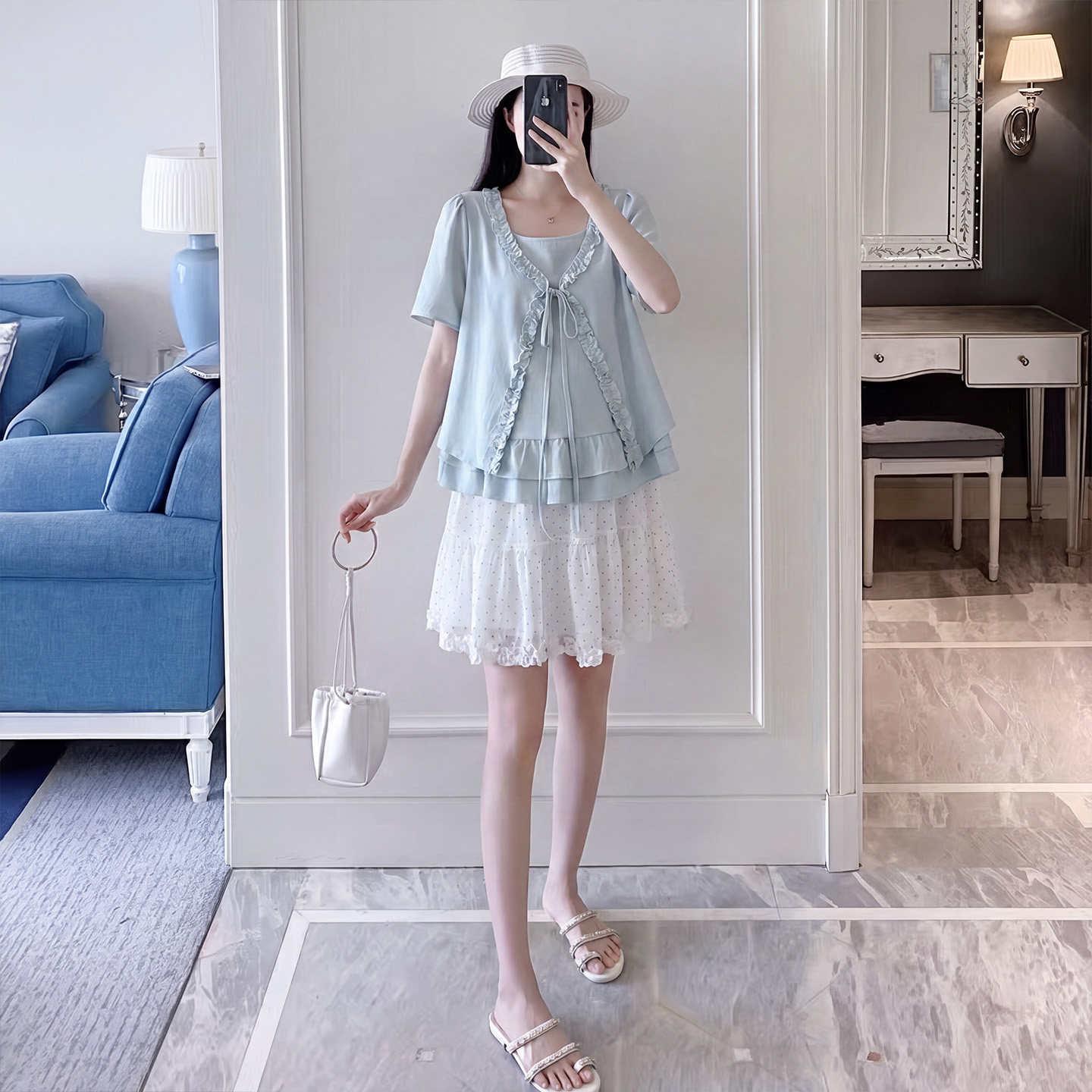 孕雅姿夏季法式显瘦孕妇套装
