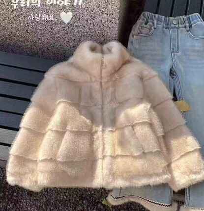 7+品牌年货女童水貂绒皮草外套2026冬装新款中大童仿皮草毛毛外套