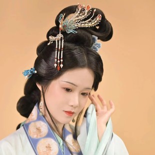 团紫DIY原创古风饰品金丝凤发钗流苏簪子复古汉服配饰红楼梦偏凤