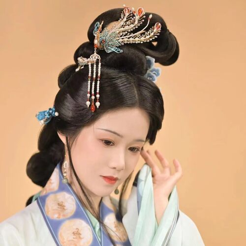 团紫DIY原创古风饰品金丝凤发钗流苏簪子复古汉服配饰红楼梦偏凤