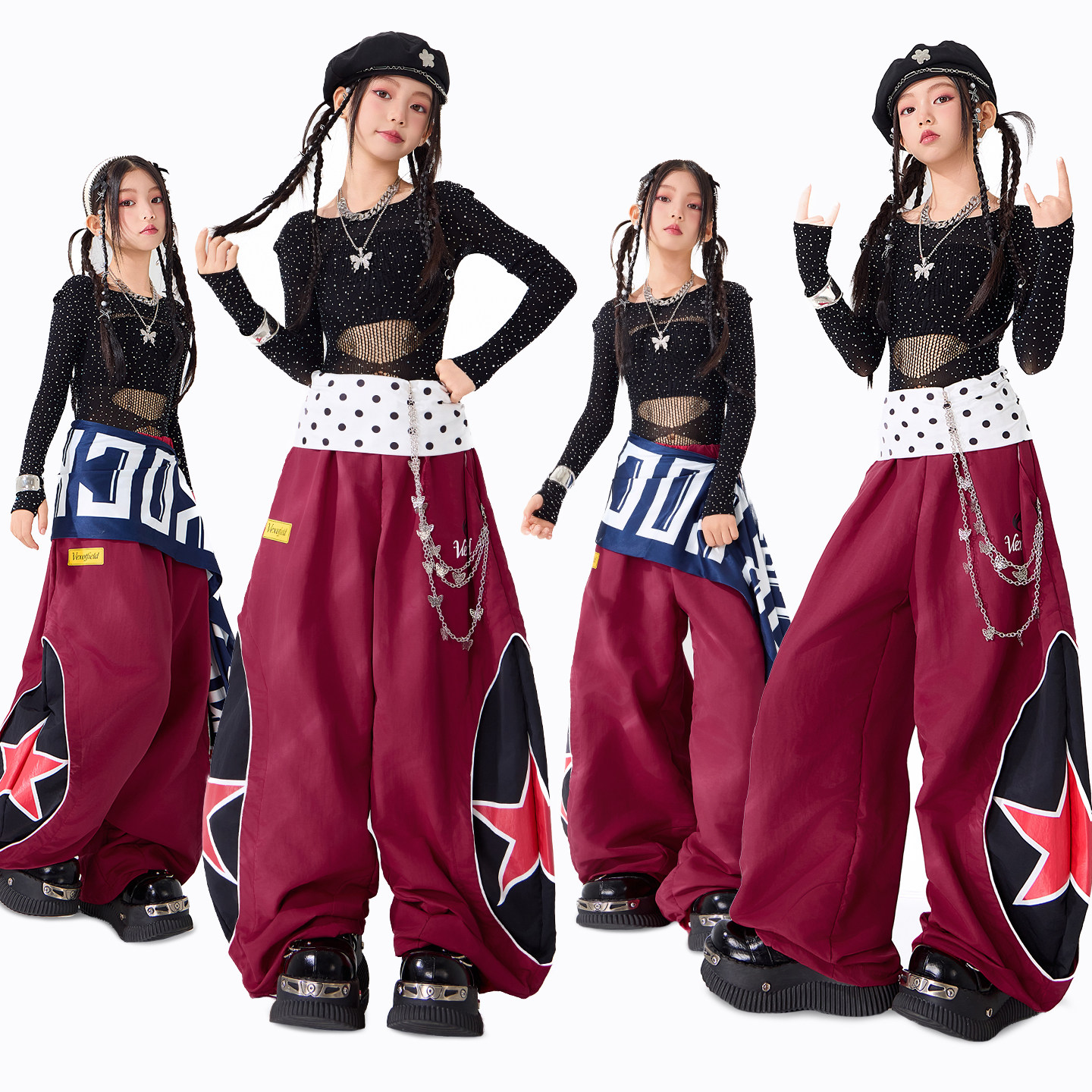 爵士舞女童服装少儿时髦炸街表演出服儿童JAZZ舞台模特走秀练功服