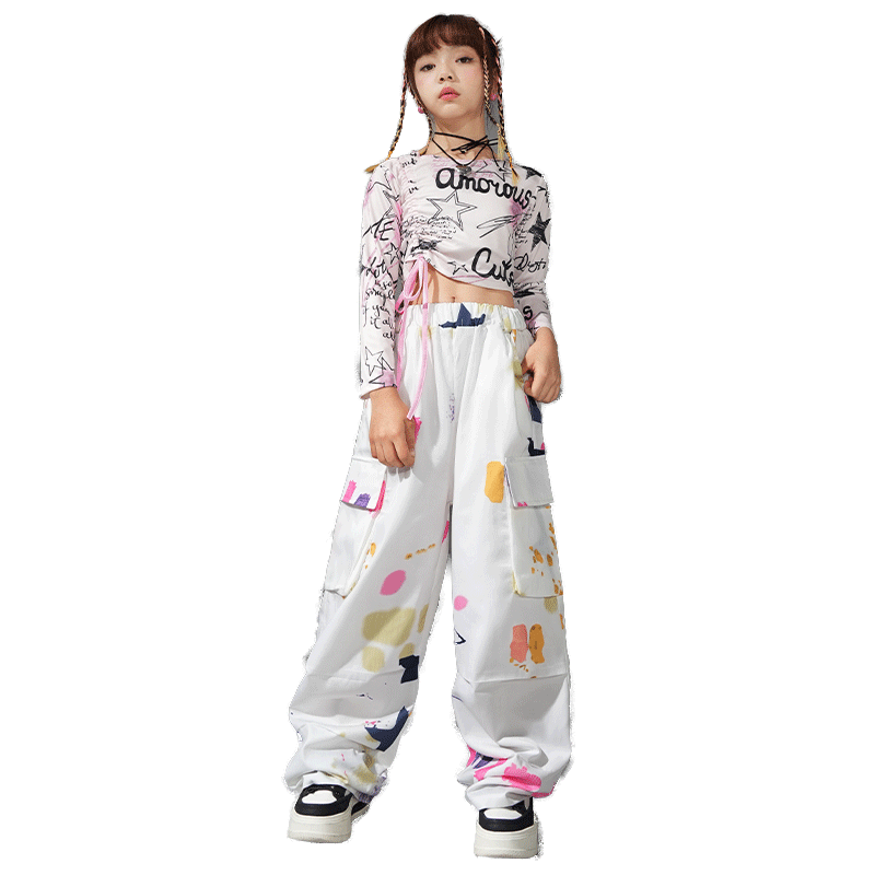 女童嘻哈街舞爵士舞演出服露脐