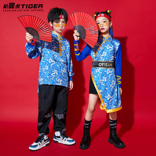 儿童啦啦操演出服中国风旗袍