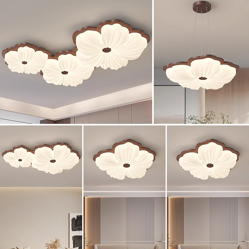 法式覆古客厅吸顶灯法式中古风卧室主灯花朵主书房灯实木饭厅吊灯