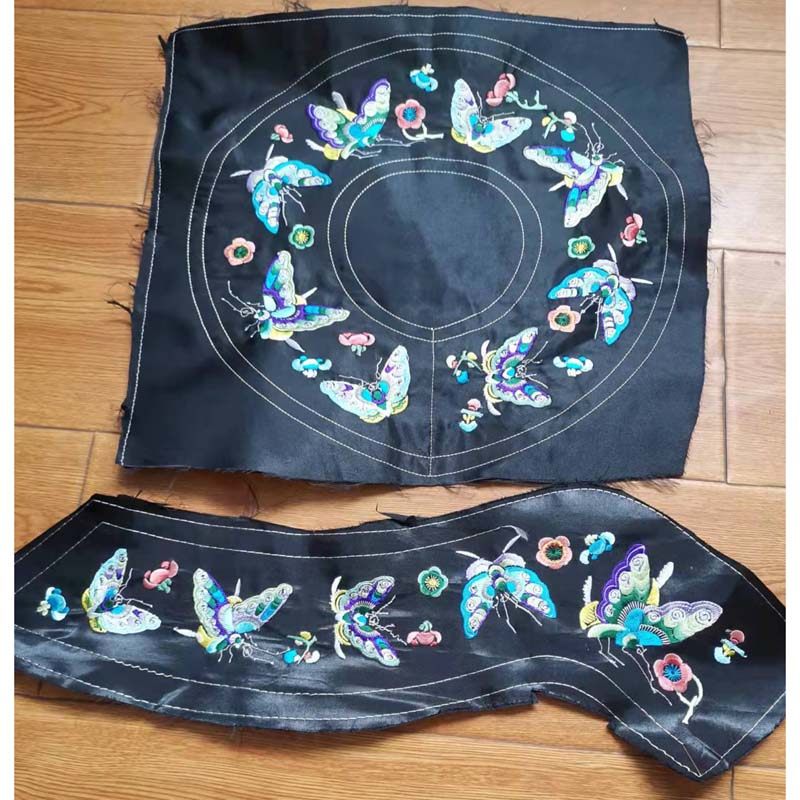 领圈襟边裙边蝴蝶民族风机绣特色绣片 苗族工艺品绣片diy服装辅料