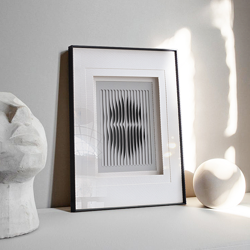 幻变几何 现代简约黑白装饰画商业空间壁画立体感工作室挂画图片