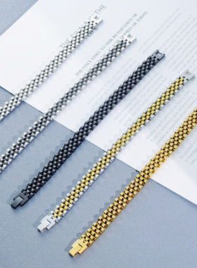 欧美跨境爆款简约表带钛钢手链气质潮流百搭不锈钢高级感手饰品