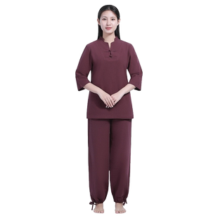 尚远禅修居士服夏季男女同款中国风唐装复古瑜伽服茶服修行打坐服