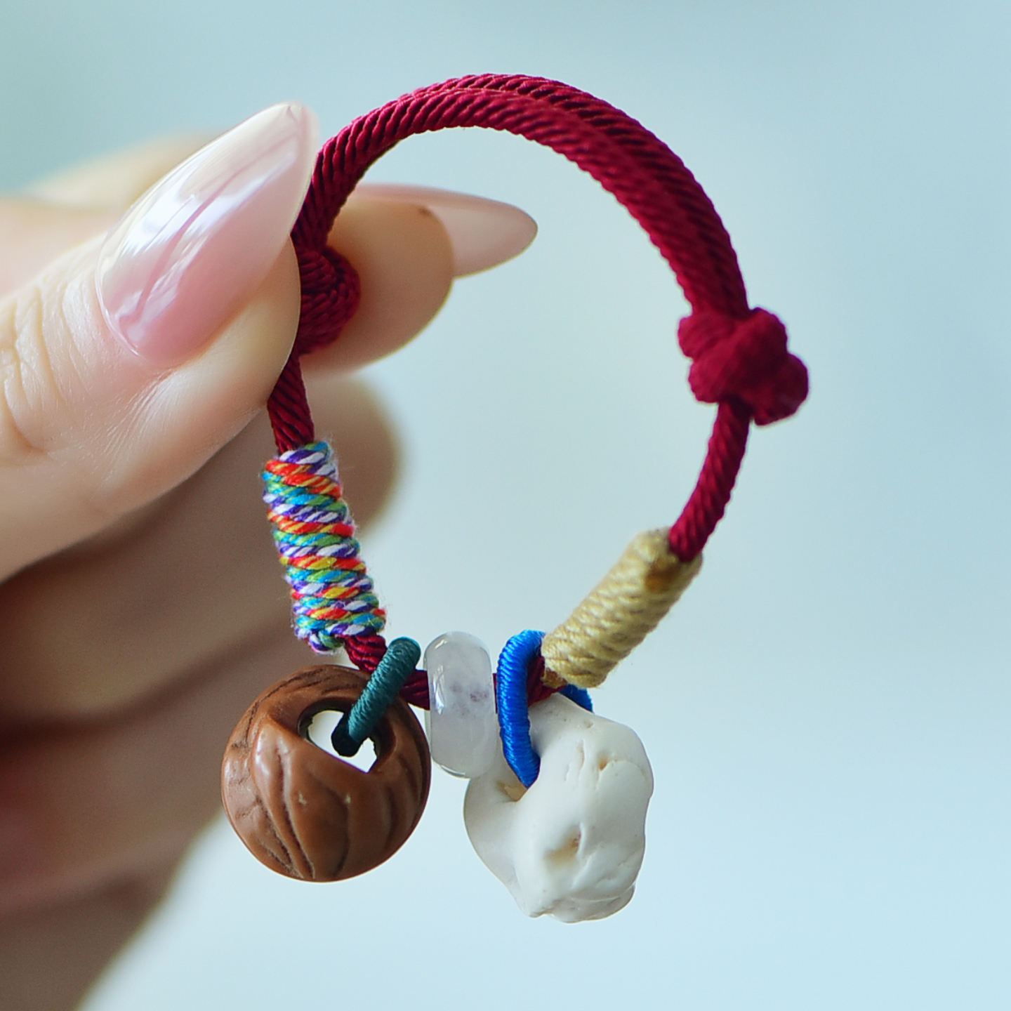 猪惊骨桃篮桃核红绳手链婴儿宝宝