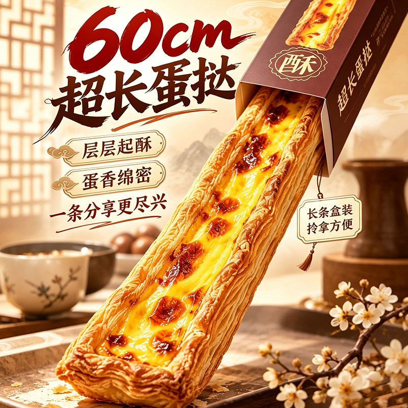 【线下同款】超长蛋挞网红下午茶