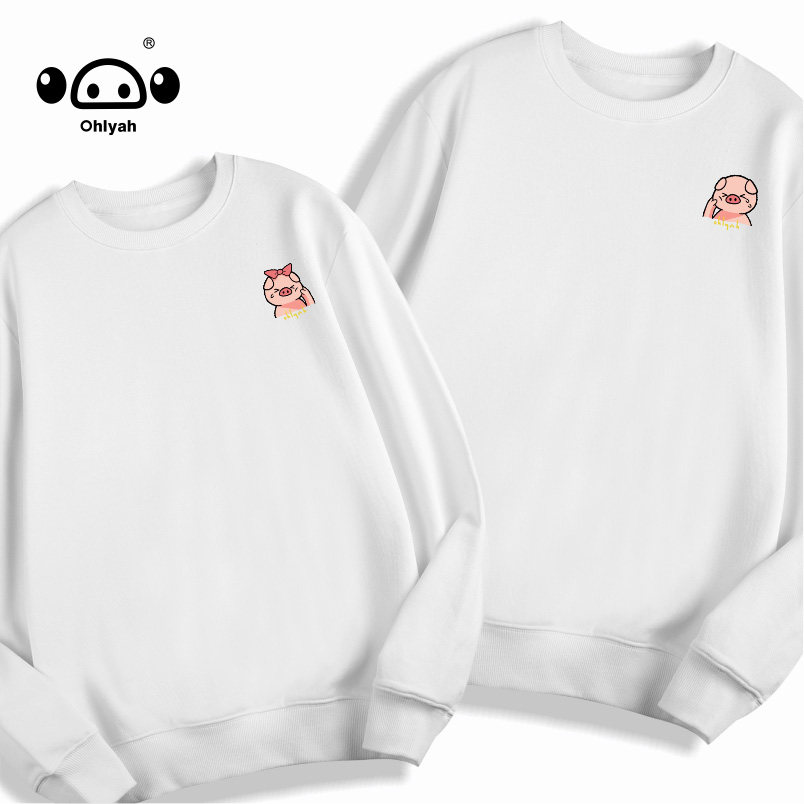 Ohlyah潮牌ins卫衣女宽松bf慵懒风大码纯棉圆领班服LOGO团队定制