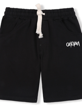 Ohlyah潮牌夏装短裤子男女情侣装阔脚显瘦黑色短裤子大码宽松学生