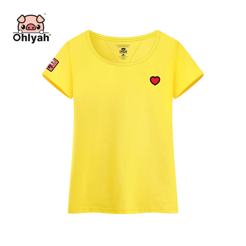 Ohlyah品牌夏装2019新款女装半袖短袖t恤学生上衣圆领工作服定制