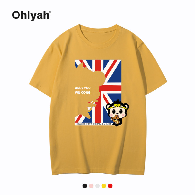 韩版卡通t恤女装纯棉短袖大码宽松潮牌印花上衣圆领学生班服定制