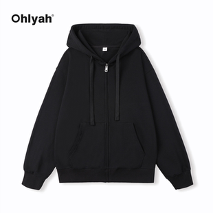 Ohlyah品牌韩版 拉链上衣学生班服定制 休闲外套情侣连帽卫衣女开衫