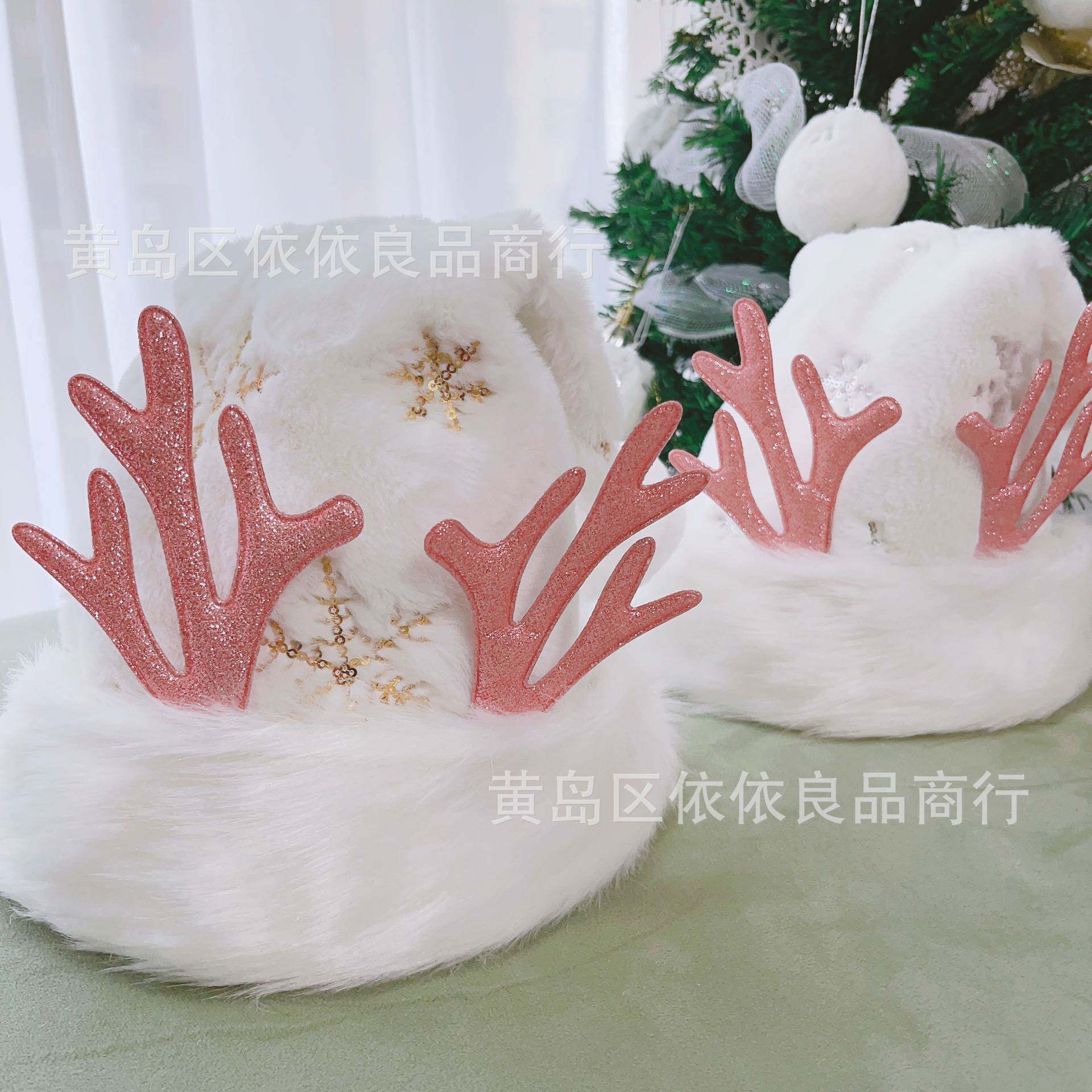 2025年畅销新款麋鹿角金色银色亮片雪花圣诞帽圣诞饰品圣诞帽