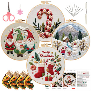 2025新品圣诞刺绣手工diy材料包Christmas Embroidery英文 原创