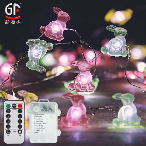 现货复活节兔子造型灯串led户外