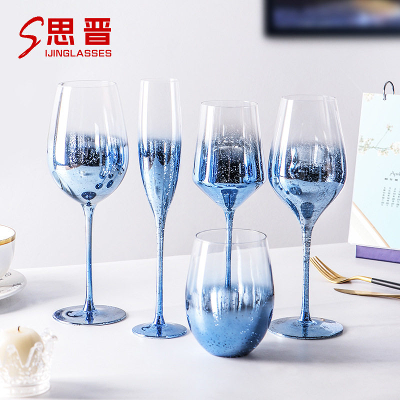 思晋红酒杯水晶玻璃红葡萄高脚酒杯香槟杯酒吧创意星空酒具波尔多