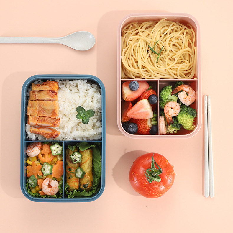 PP塑料密封三格分格饭盒 上班族学生饭盒微波炉北欧便当盒