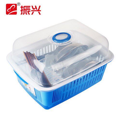 YH5946 双层碗柜塑料防尘沥水餐具箱碗筷收纳箱厨房 碗盆