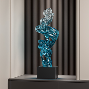 高级感透明仿水晶摆件入户玄关客厅电视柜装饰抽象艺术雕塑工艺品