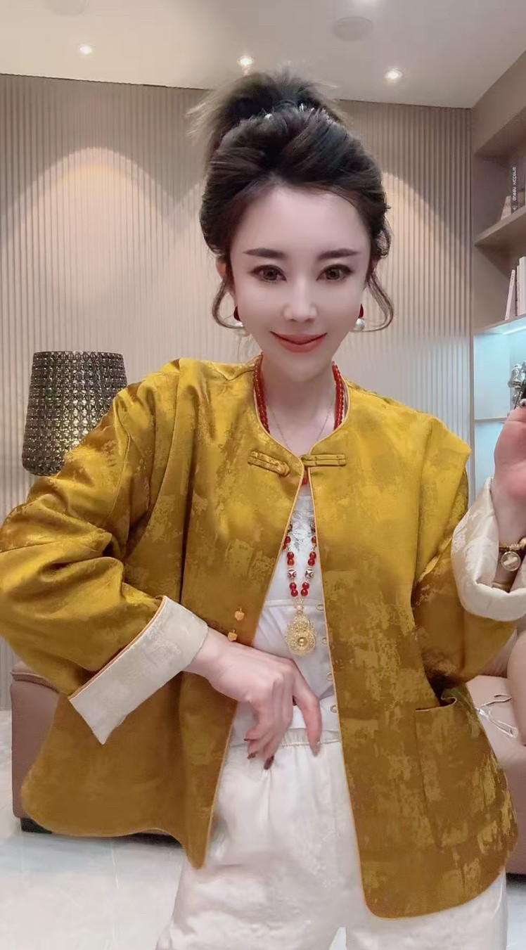 新中式国风醋酸真丝提花薄棉宽松外套女2026秋冬复古大码棉服上衣,女装/女士精品,短外套,淘宝优惠券,粉丝福利购,淘宝优惠卷