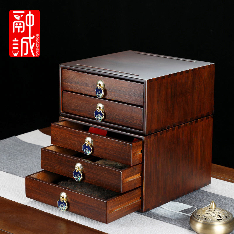 竹制普洱茶盒茶饼盒茶叶盒收纳存储茶空盒家用中式防潮分茶盘茶具