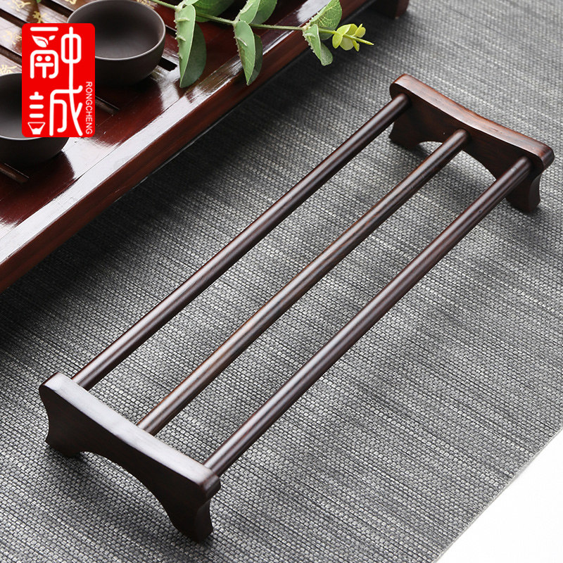 黑檀木茶杯收纳架功夫茶具置物架单层沥水晾杯架实木杯托茶道配件