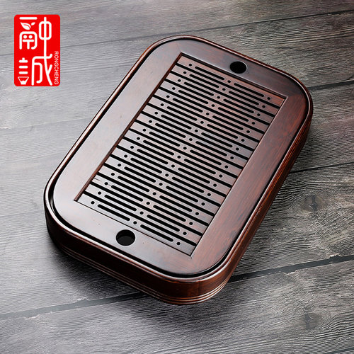 干泡中式竹制轻奢单独沥水茶盘