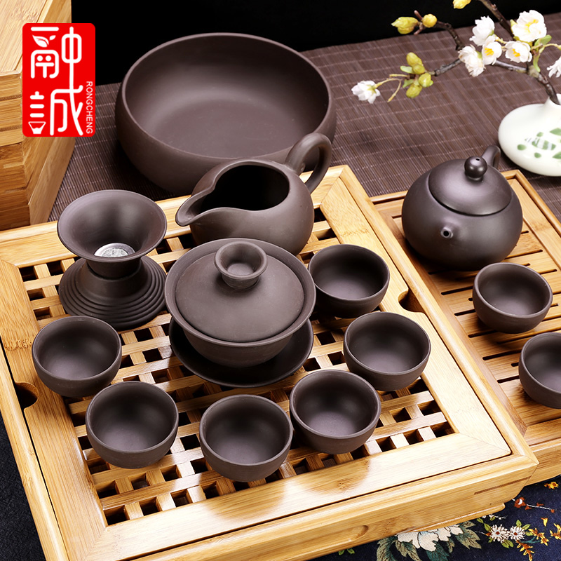 紫砂功夫茶具套装家用紫泥泡茶壶紫砂壶整套茶壶茶杯礼品盖碗定制