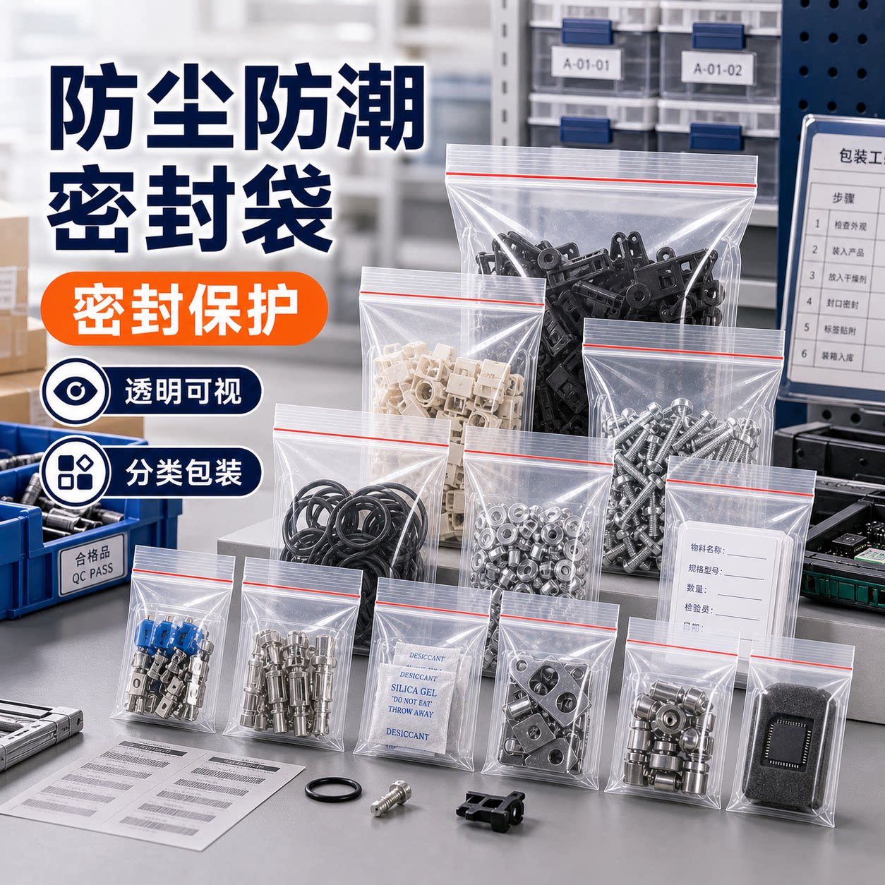 加厚PE透明自封袋食品级材质密封袋规格齐全定制印刷塑料袋包装袋